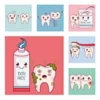 Free vector dental care set icons