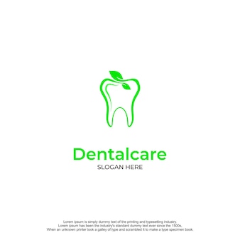 緑の葉のロゴデザインによる歯科治療。