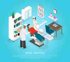 Free vector dental checkups procedure treatment isometric poster