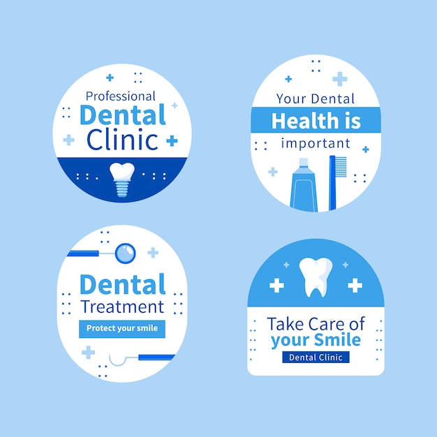 Vettore gratuito design del modello di badge per clinica dentale