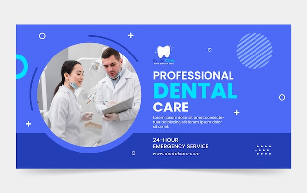 Бесплатное векторное изображение Дизайн шаблона рекламы стоматологической клиники в фейсбуке