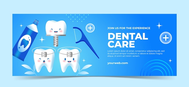 Vettore gratuito design del modello di copertina di facebook della clinica dentale