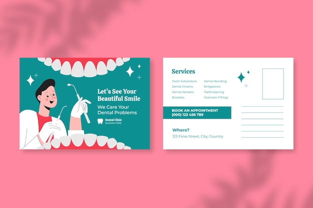 Dental clinic postcard design