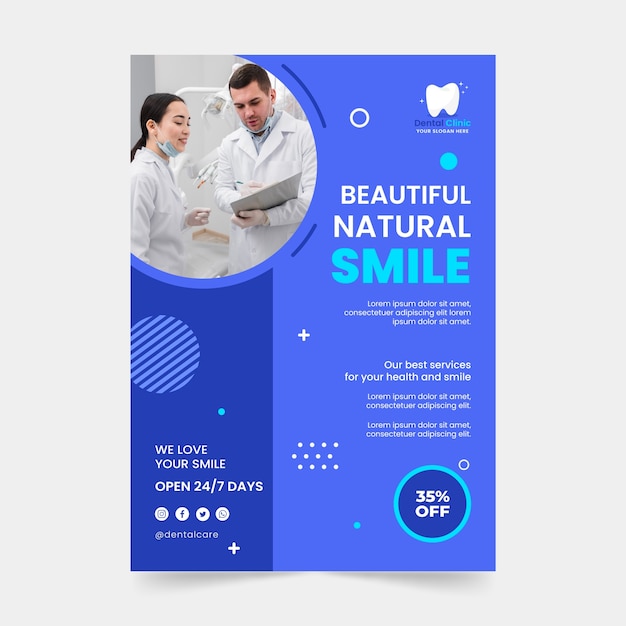 Free vector dental clinic poster template design