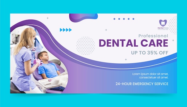 Free vector dental clinic sale banner template design