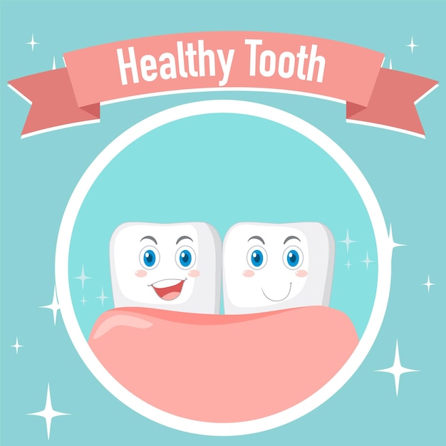 무료 벡터 치과 건강한 큰 치아 포스터