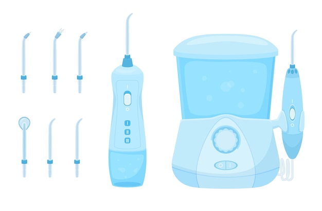 Vettore gratuito set piatto per l'igiene dentale con immagini di icone isolate di strumenti manuali per odontoiatria in un'illustrazione vettoriale di sfondo bianco