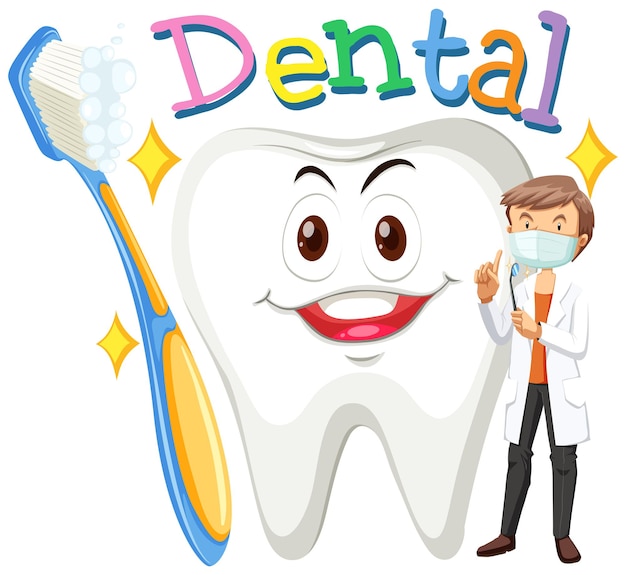 Free vector dentist and clean tooth