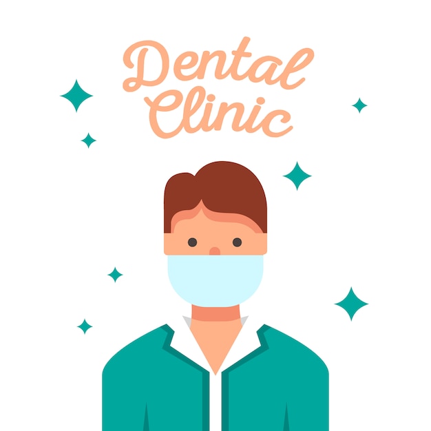 Free vector dentist doctor illustration. young man at his workplace. dental clinic