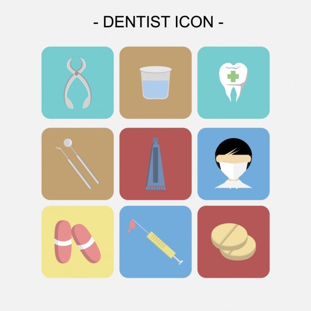 Бесплатное векторное изображение Коллекция стоматолог иконки