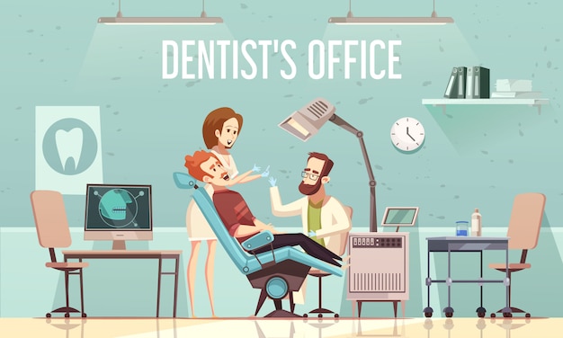 Vettore gratuito illustrazione dell'ufficio del dentista