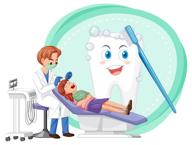 Free vector dentist woman examining patient teeth