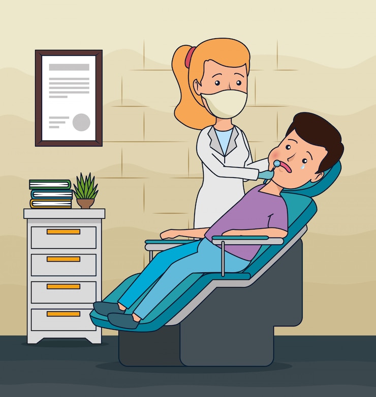 Free Vector dentist woman and patient diagnosis treatment