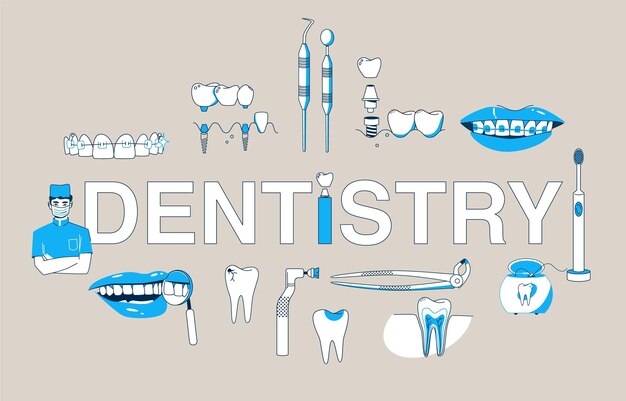 Dentistry Flat Text Composition