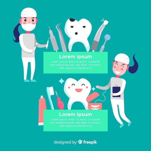 Free vector dentists taking care of a tooth background