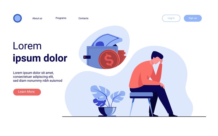 Free Vector depressed sad man thinking over financial problems