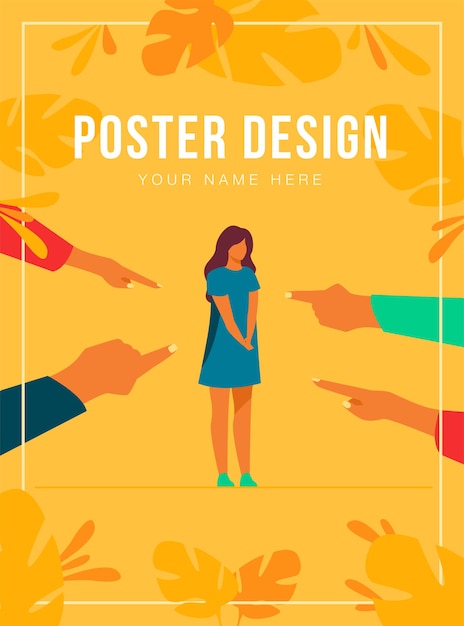 Free vector depressed sad woman standing as victim poster template