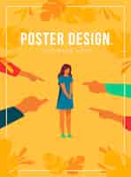 Free vector depressed sad woman standing as victim poster template