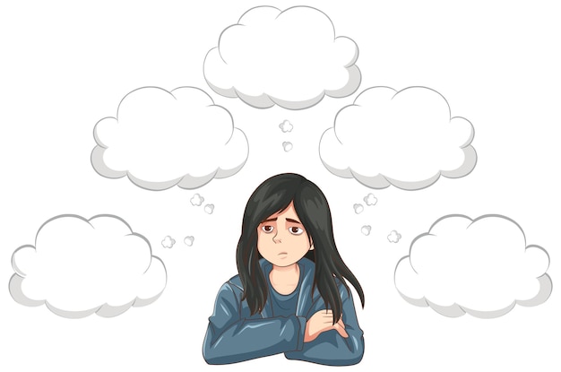 Free vector depressed teenage with speech bubbles