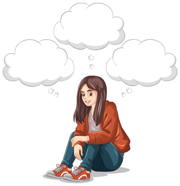 Free vector depressed teenage with speech bubbles