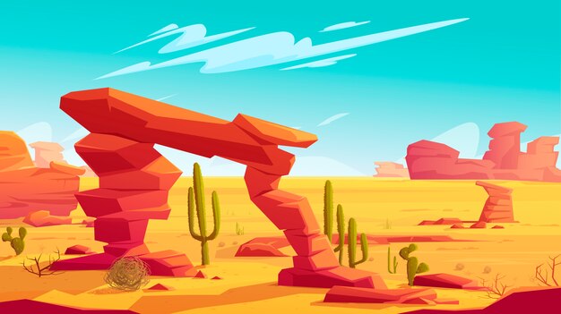 Пустынная арка и камыш на природном ландшафте