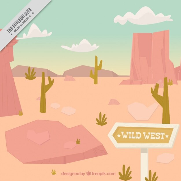 무료 Vector 평면 디자인에 선인장과 사막 배경