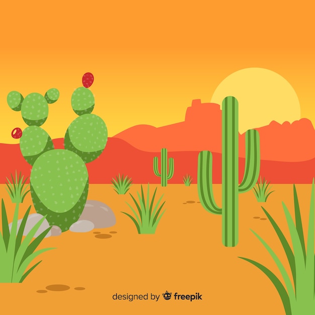 Бесплатное векторное изображение Иллюстрация пустыни кактуса
