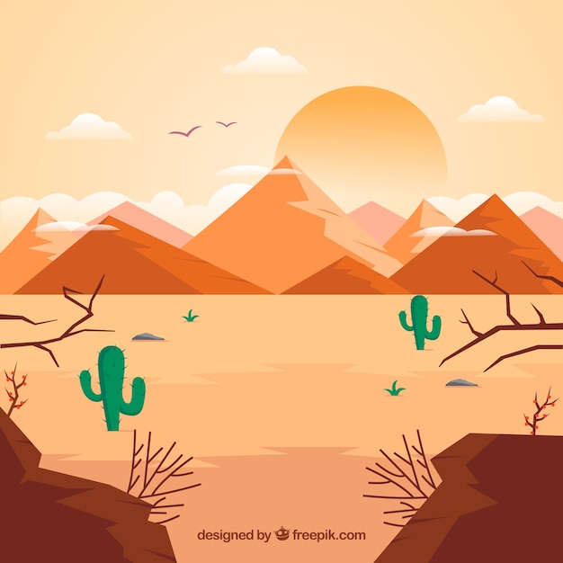 Free vector desert ecosystem composition with flat design