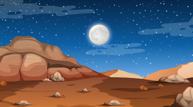 Бесплатное векторное изображение Пустынный лесной пейзаж в ночное время
