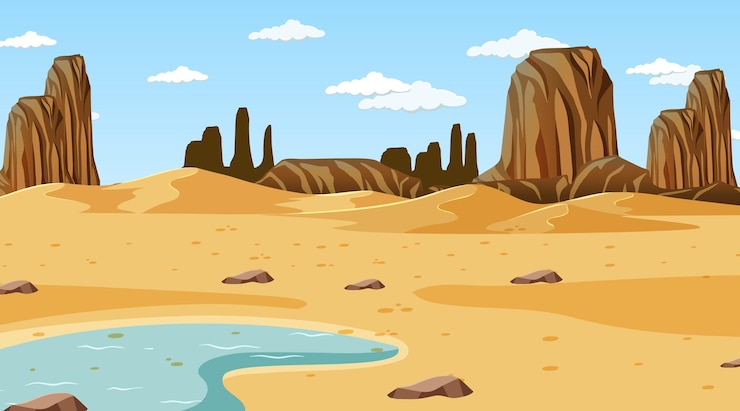 Free Vector desert forest landscape at daytime scene