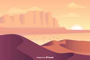 Free vector desert landscape background in flat design