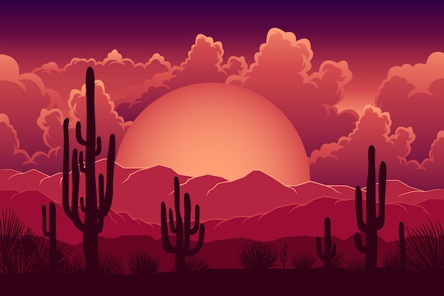 Бесплатное векторное изображение Пустынный пейзажный фон для видеоконференцсвязи