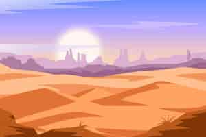 Vettore gratuito tema di sfondo del paesaggio del deserto
