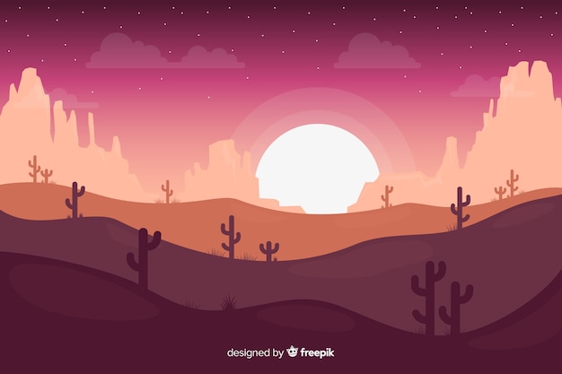 月の夜の砂漠の風景