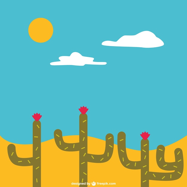 Desert landscape with cactus 