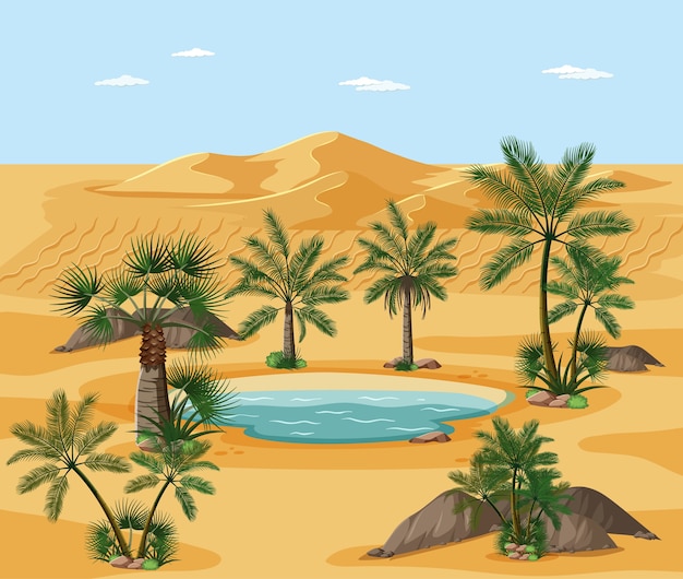 Desert landscape with nature tree elements scene