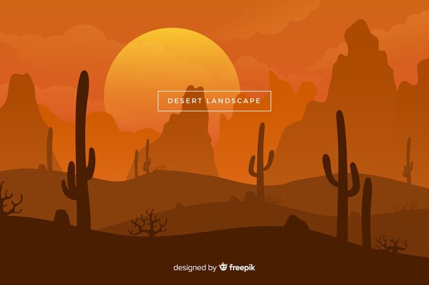 desert landscape with sun and cacti