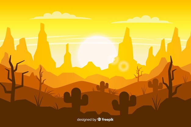 Desert landscape with sunrise