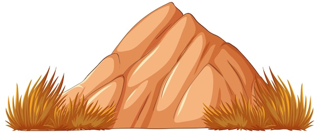 Free vector desert mountain with dry grass