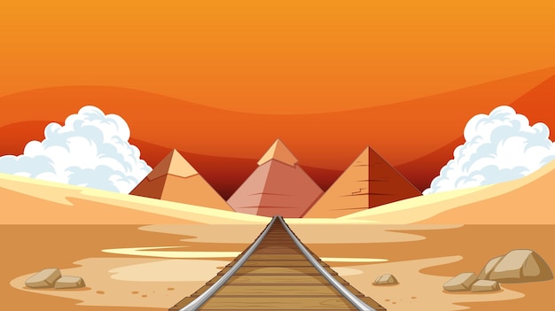 Desert railroad to ancient pyramids