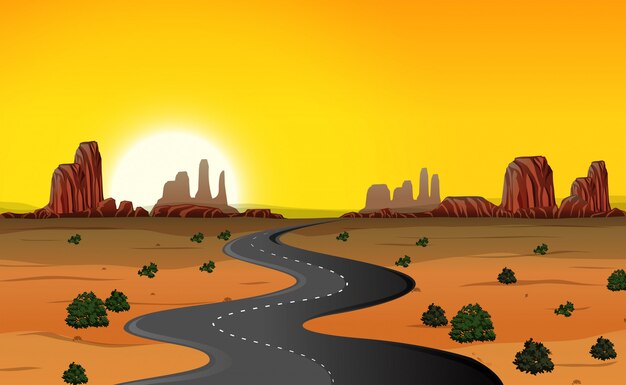砂漠の道路の背景