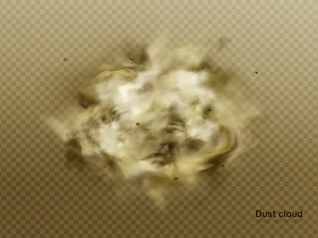 Бесплатное векторное изображение Песчаная буря пустыни, коричневое пыльное облако на прозрачном