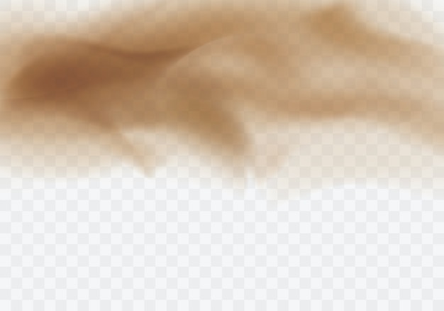 Бесплатное векторное изображение Пустыня песчаная буря, коричневые пыльные облака прозрачный фон
