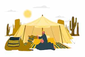 Free vector desert tent concept illustration