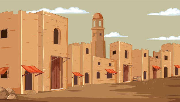 Free vector desert town at peaceful afternoon