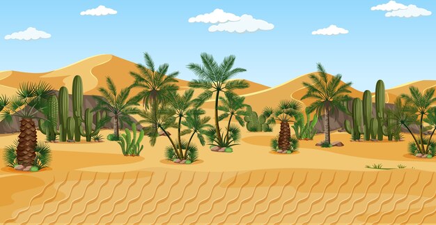 Пустыня с пальмами природа пейзаж сцена