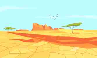 Free vector deserted land flat composition