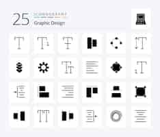 Free vector design 25 solid glyph icon pack including design scale align font path
