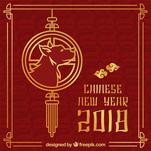 Design for chinese new year with dog in lantern