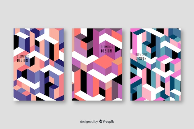 Free vector design cover templates with geometric shapes